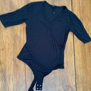 Wrap front body suit